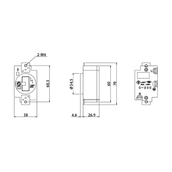 画像1: 松村 C型20Aコンセント（C-20C-W／白） (1)