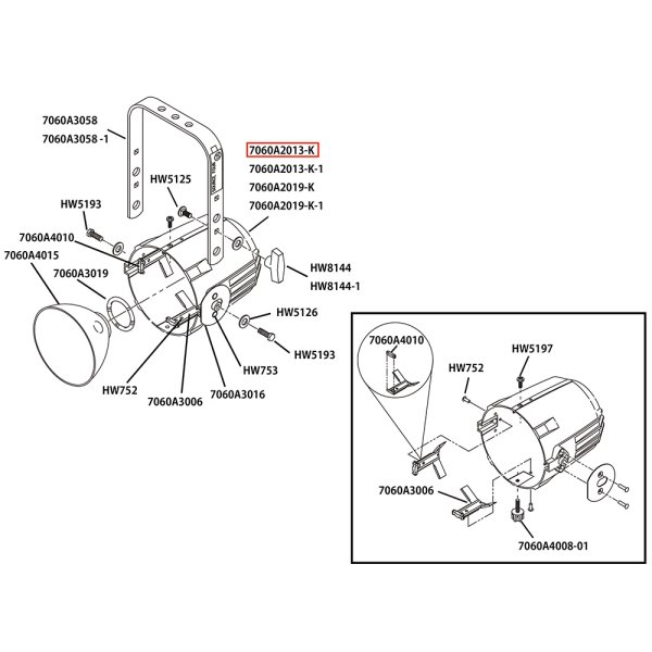 画像2: ETC Source 4 リフレクタ パーツ Reflector housing rivet assembly, single clutch, Black（黒灯体用） (2)