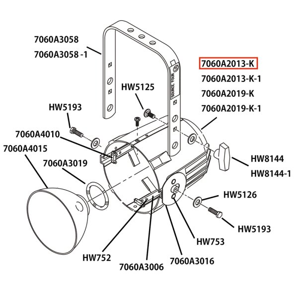 画像1: ETC Source 4 リフレクタ パーツ Reflector housing rivet assembly, single clutch, Black（黒灯体用） (1)