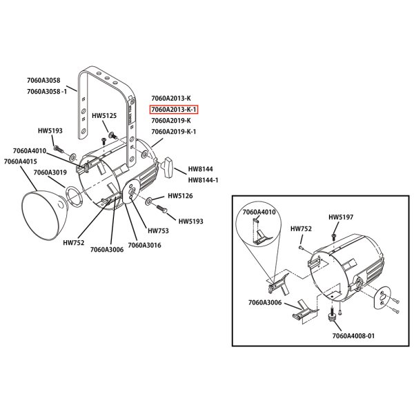 画像2: ETC Source 4 リフレクタ パーツ Reflector housing rivet assembly, single clutch, White（白灯体用） (2)