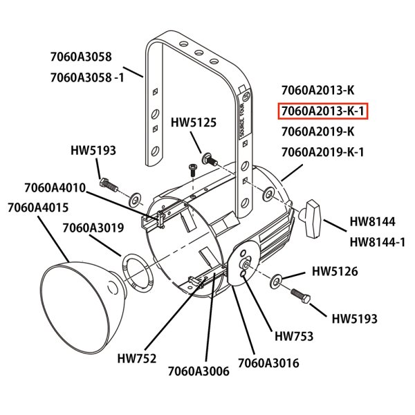 画像1: ETC Source 4 リフレクタ パーツ Reflector housing rivet assembly, single clutch, White（白灯体用） (1)