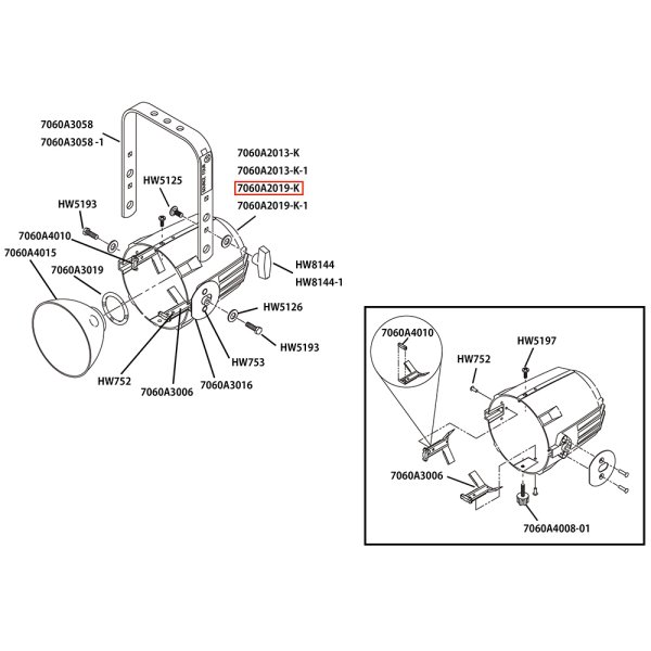 画像2: ETC Source 4 リフレクタ パーツ Reflector housing rivet assembly, double clutch, Black（黒灯体用） (2)