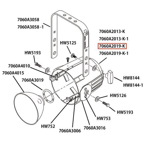 画像1: ETC Source 4 リフレクタ パーツ Reflector housing rivet assembly, double clutch, Black（黒灯体用） (1)