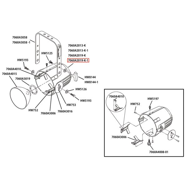 画像2: ETC Source 4 リフレクタ パーツ Reflector housing rivet assembly, double clutch, White（白灯体用） (2)