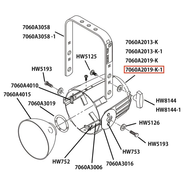 画像1: ETC Source 4 リフレクタ パーツ Reflector housing rivet assembly, double clutch, White（白灯体用） (1)