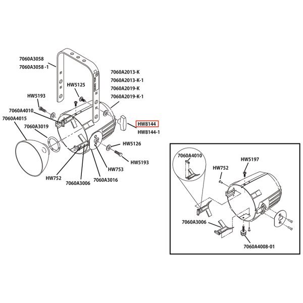 画像8: ETC Source 4 リフレクタ パーツ Handle, yoke, knob, 5/16-15, Black（黒灯体用） (8)