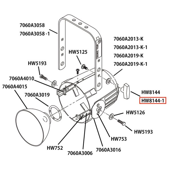 画像6: ETC Source 4 リフレクタ パーツ Handle, yoke, knob, 5/16-15, White（白灯体用） (6)