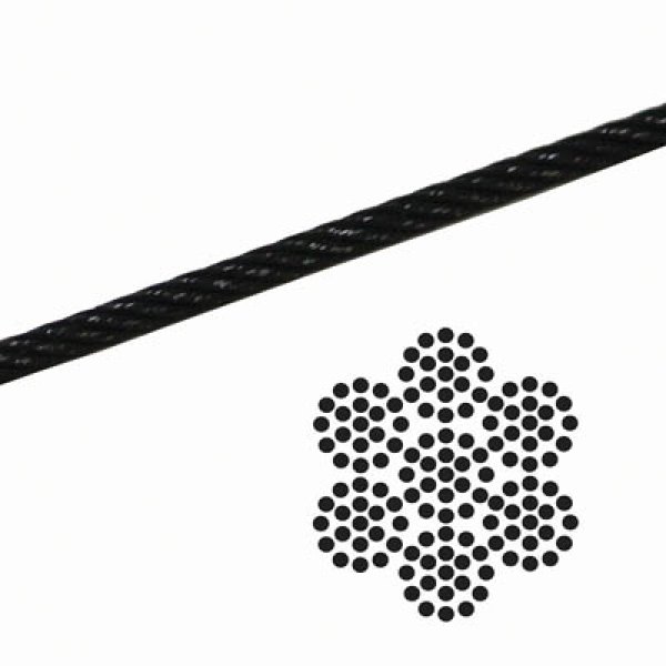 画像1: ワイヤロープ・黒・3.0mm幅 x 100m(長さ) (1)