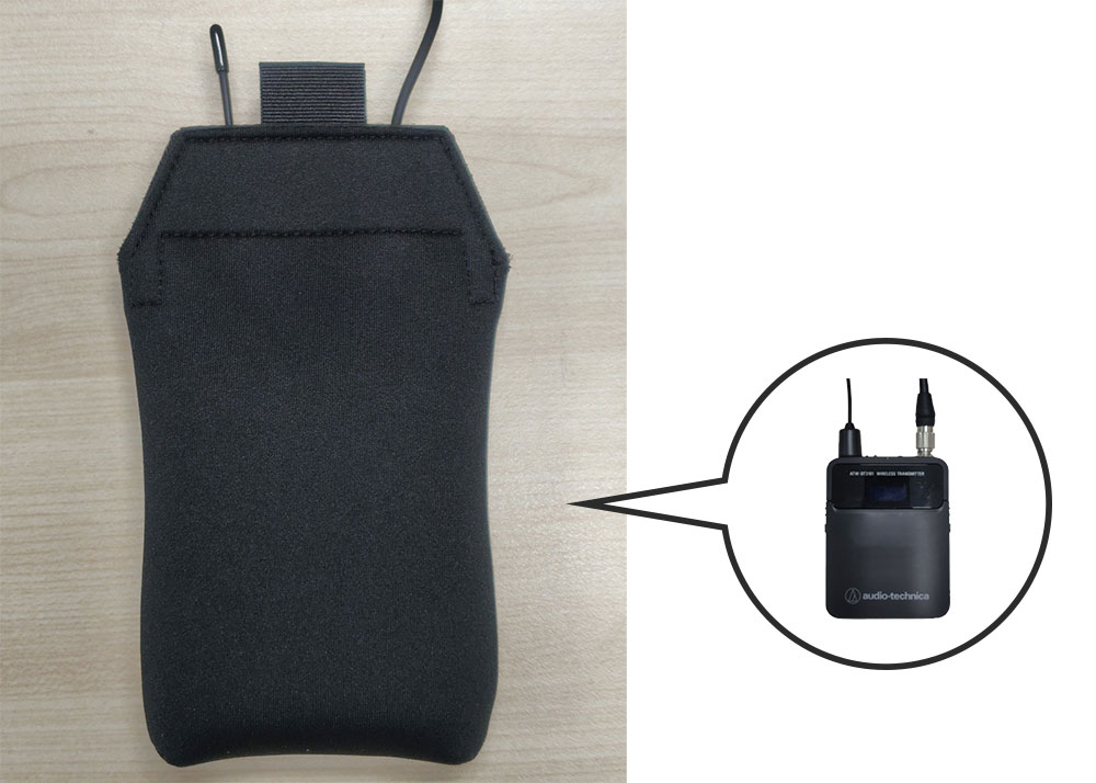 ボディパックポーチに入れた Audio Technica ATW-DT3101